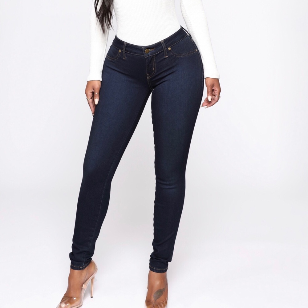 Flex Game Low Rise Skinny Jeans Dark Blue Wash